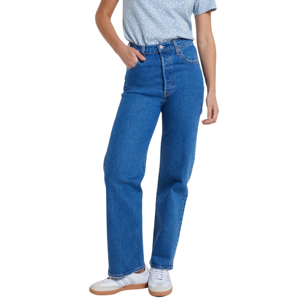 Levis Jeans Womens 20W Medium Wash Blue Ribcage Straight Ankle High Rise Denim
